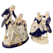 Two large Royal Docks porcelain groups of a lady and her suitor