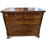 George III mahogany chest of two short over three long drawers fitted with brass swan neck handles