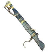 Sword probably Middle Eastern with figural bone handle and wired scabbard