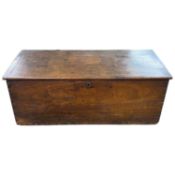 Large 19th Century oak coffer or blanket chest with looped iron handles to sides, 125cm wide