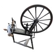 19th Century wooden spinning wheel, maximum height 99cm