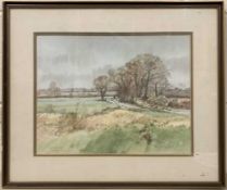 Keith Johnson (British, 20th century), "Hindolveston Road, Thurning, 2001" watercolour and