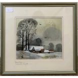 Hugh Brandon Cox (British, 20th century) 'mid winter-Norfolk', watercolour, signed, 9.5x10ins,