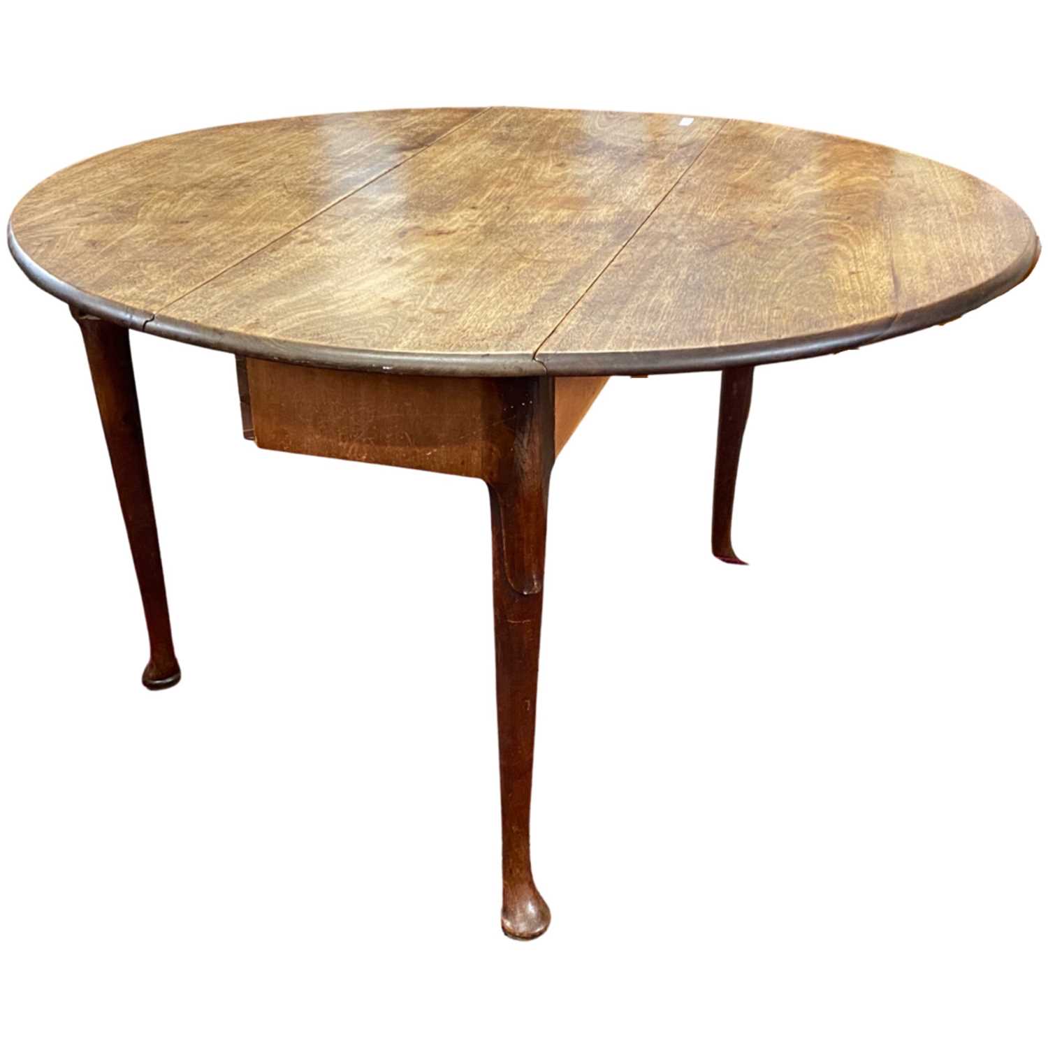 Small Georgian mahogany drop leaf table with oval top and tapering legs with pad feet, table 119cm