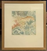 Anna Pugh (British, 20th century), 'Bright Tiger', etching with aquatint on wove paper, artist's
