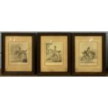 Henry William Bunbury (British, 18th /early 19th century), a trio of stipple engravings, 8x7ins,