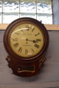 Thos Reed, Cambridge - Late Regency mahogany drop case wall timepiece with single fusee movement