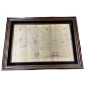 The Royal Geographical Society modern sheet silver map of the world set in a hardwood frame, 70cm