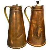 Two copper jugs, one stamped W A S Benson, 23cm high