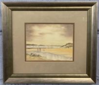 British contemporary, coastal scene with staffage, watercolour, initialled CRF to lower right,