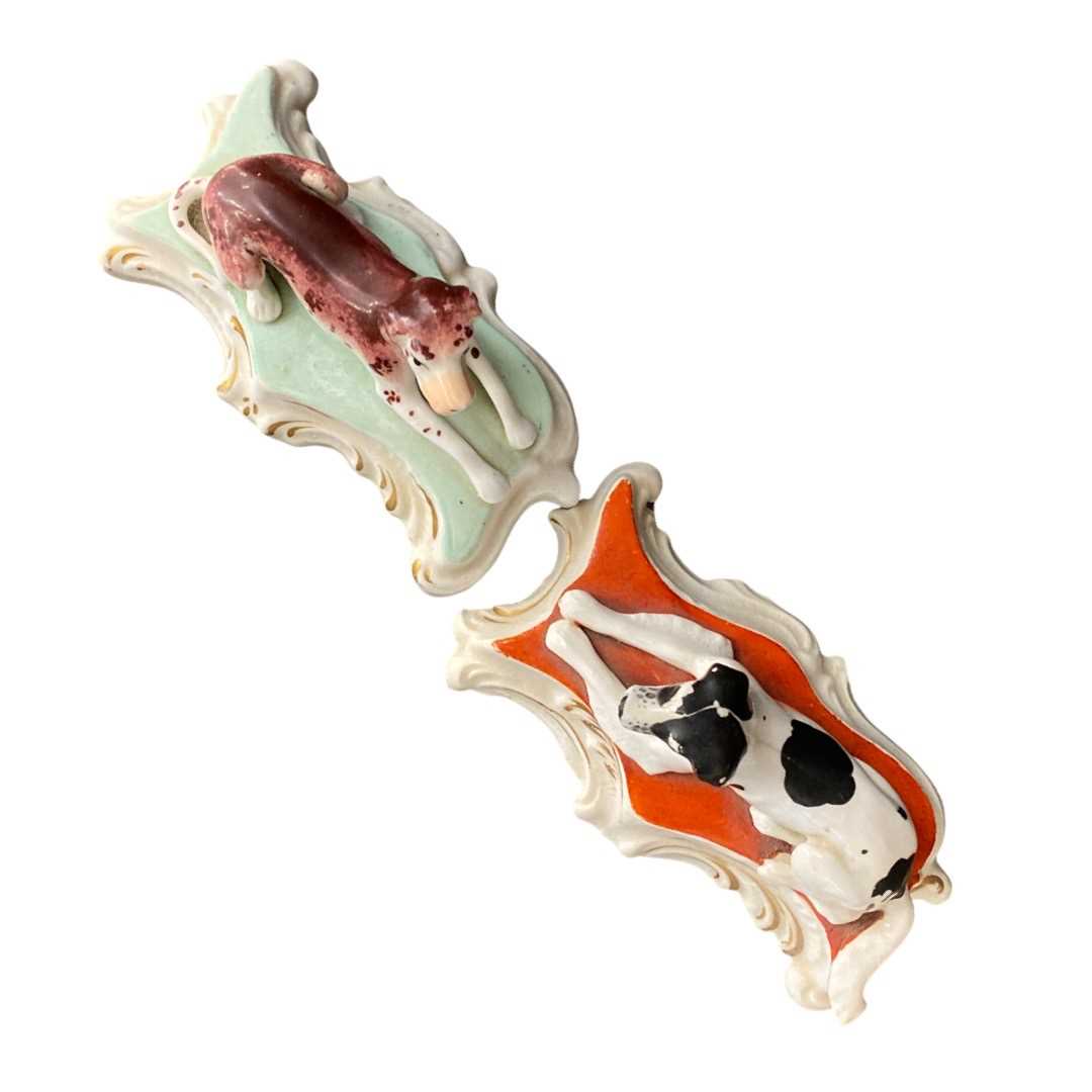 Two 19th Century dog models on shaped bases - Image 2 of 2