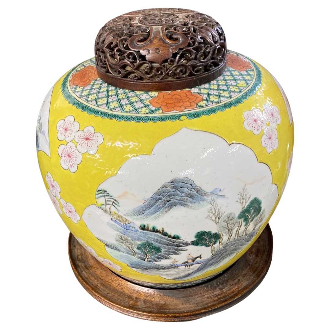 Chinese Yellow ground jar - Image 2 of 2