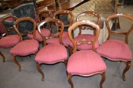 Set of eight Victorian mahogany balloon back dining chairs