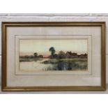 Frederick Gordon Fraser (British, 20th century), Fen scene by riverbank, watercolour, signed,