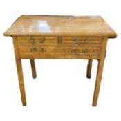 18th Century three drawer side table with square legs, 78cm wide