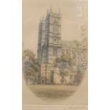 Henry G.Walker (British, 20th century) 'Westminster Abbey, from Dean's Yard.' etching, limited