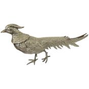 Silver metal model of a pheasant and a Newport pottery coffee can and saucer