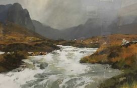 Jonathan Taylor (British, contemporary), Coire Nan Arr, North West Scotland, mixed media, 13x19.