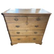 18th Century oak chest of drawers with two short and three long drawers raised on bracket feet, 99cm