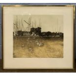 Phil Greenwood RE (British, 20th century), 'Coltsfoot', coloured etching, limited edition,
