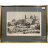 Attributed to Rachel Ann Le Bas (British, 20th century), 'Proveneal Farmstead', etching with