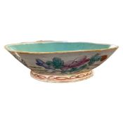 19th Century Chinese porcelain dish with polychrome design of chickens in famile rose and famile