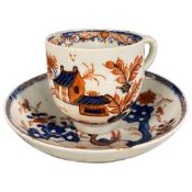 Lowestoft cup and saucer with Redgrave style designs, the saucer with two bird pattern (cup with