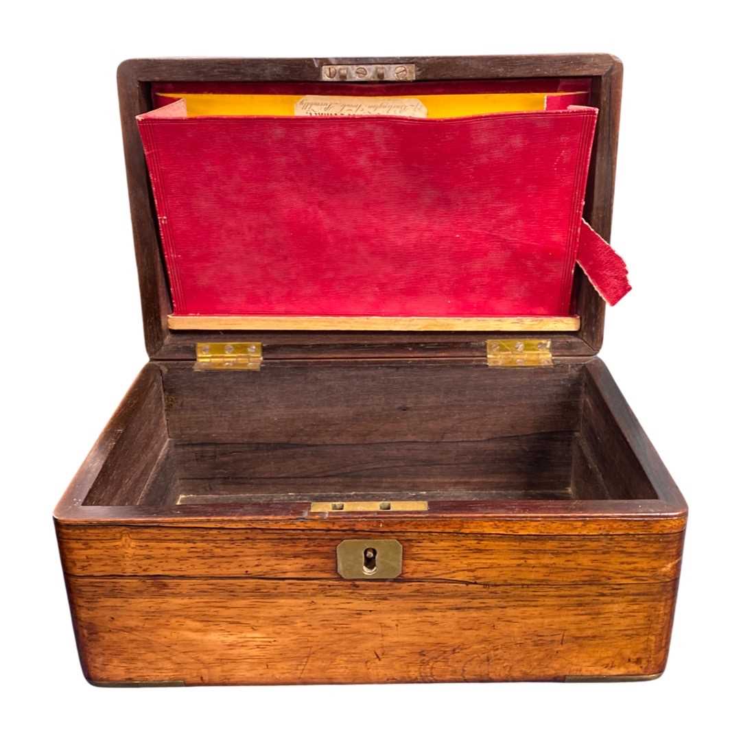 Mahogany box with brass bound corners and brass top - Image 2 of 2