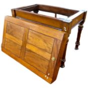 Victorian mahogany folding billiards table on extending base with turned legs, 122cm long when