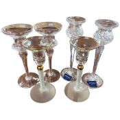 Further quantity of glass ware including two Stuart glass candlesticks