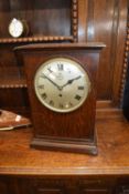 WWII period oak cased Officers' Mess large mantel time piece 20" tall