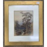 British School, 19th century, english landscape with staffage, watercolour, indistictly signed,