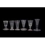 Group of small glasses including a firing glass, shot glass and other glasses (6)
