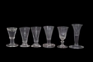 Group of small glasses including a firing glass, shot glass and other glasses (6)