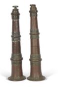 Pair of Tibetan telescopic horns in copper and brass, late 18th/early 19th Century, 66cm high