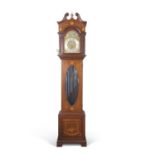 Elliott of London fine quality mahogany long cased clock with brass face with pierced spandrels,