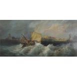 Follower of François-Etienne Musin (Belgian, 1820-1888), A fishing boat in heavy seas heads for