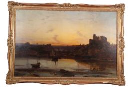 Alfred Clint RBA (British,1807-1883), Berwick-upon-Tweed, oil on canvas, signed, 28x42ins.