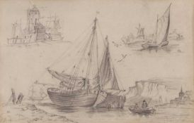 Joseph Stannard (British, 1797-1830), A preparatory maritime sketch, pencil on paper, unsigned,
