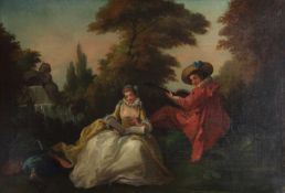 Manner of Nicholas Lancret (French,1690-1743), 'The Music Lesson', oil on canvas, 34x51ins.