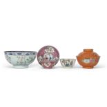 Mixed lot of Chinese ceramics, 18th Century and later including an 18th Century export valentine