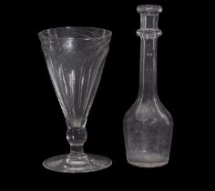 Toddy lifter and a small cordial type glass of wrythen shape (2) toddy lifter 15cm high