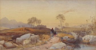 James Burrell Smith (British, 1822-1897) Watercolour of the village of Low Garrow Perthshire with