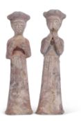 Box containing two terracotta burial figures in Han style, 24cm long (2)