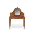 Late 19th century faded rosewood mirror back desk or dressing table with inset leather surface, four