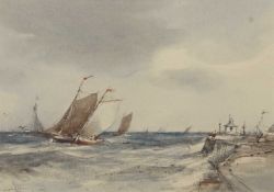 Arthur E. Davies RBA RCA (British, 1893-1988) Boats at Gorleston-on-Sea, watercolour, signed.