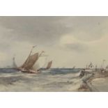 Arthur E. Davies RBA RCA (British, 1893-1988) Boats at Gorleston-on-Sea, watercolour, signed.