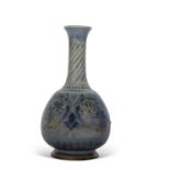 Doulton Lambeth vase by George Tabor with design of classical urns and faces on mottled blue ground,