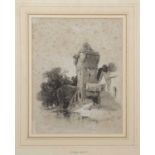 Henry Bright (British 1814-1873), Achitectural interest, a pencil study of a watch tower with