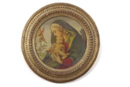 Italian School, 20th Century, Virgin and Child with an angel playing the violin, beneath CR